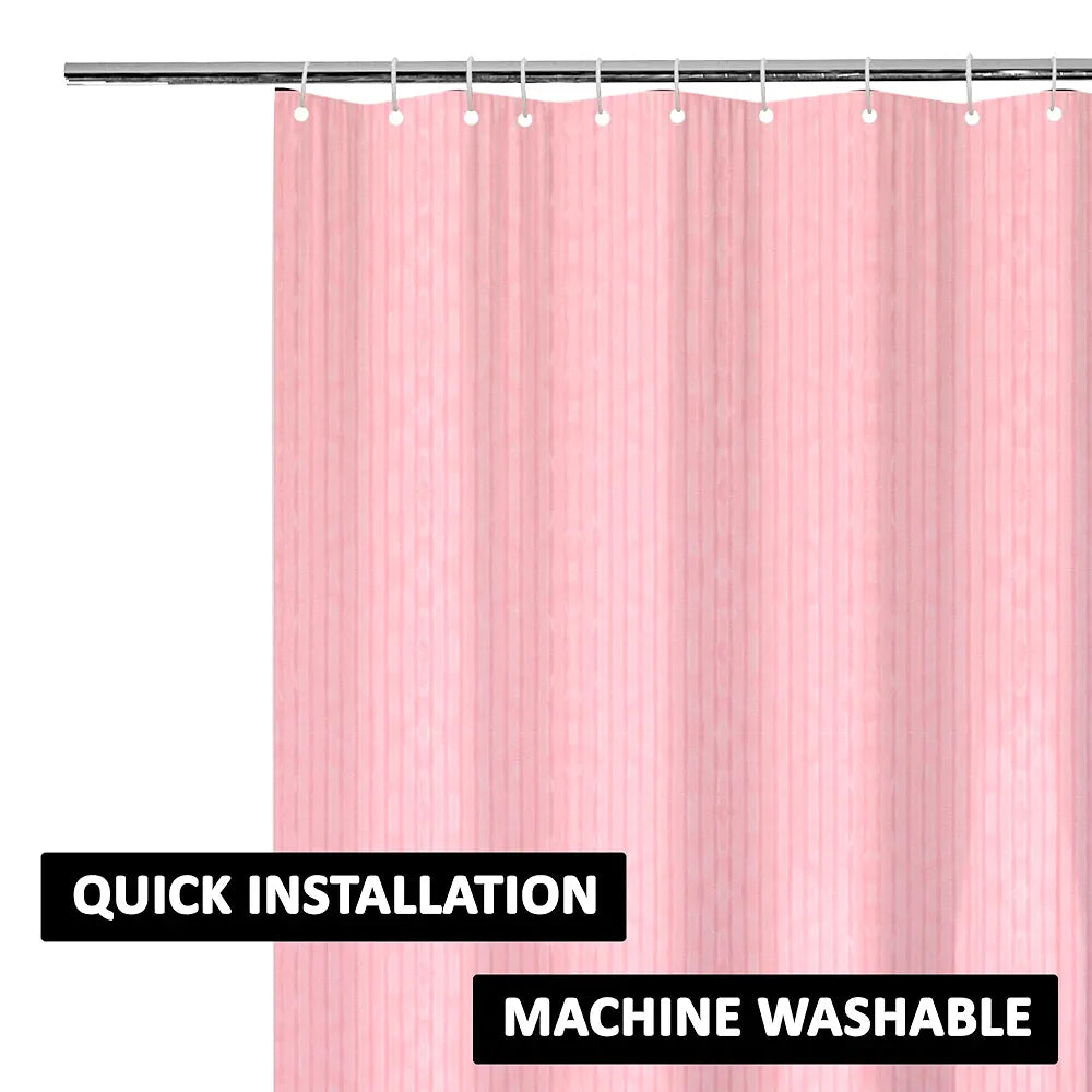 Kuber Industries Shower Curtain Bathroom Shower Curtain 8 Rings Curtain Lining Pink