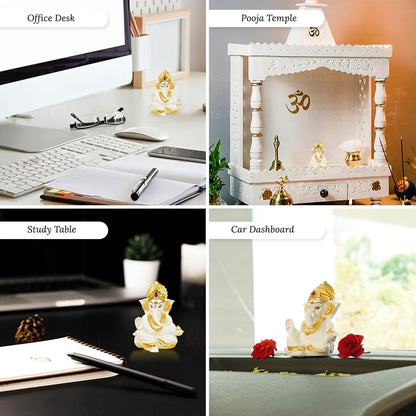 Ekhasa Ganesh Idol for Car Dashboard Ganpati Idol for Cars White 1