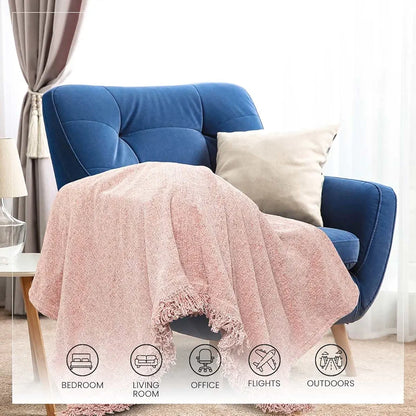 Sashaa World Soft Chenille Throw Blanket Colour Rose Pink