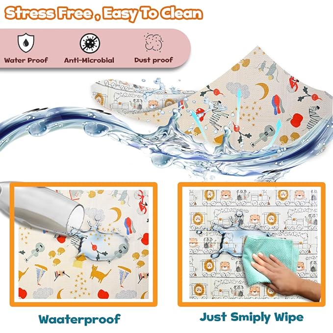 Wembley Baby Play Mat Double Sided Waterproof Floor Mat Playmat for Kids Beige Colour