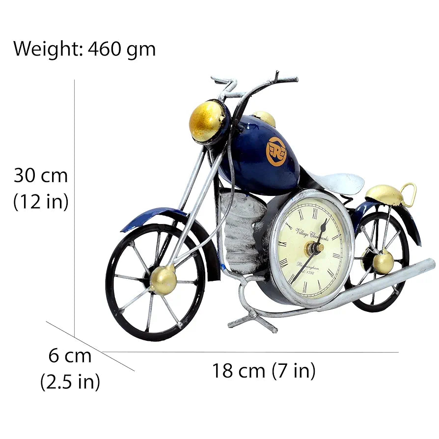 Kraftskala Vintage Royal Bullet Motor Bike with Antique Clock Blue
