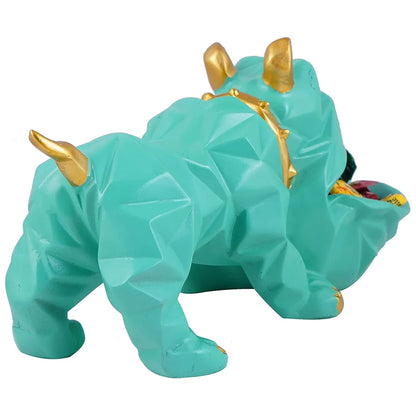 Zart Resin Bulldog Design Storage Holder Bulldog Aquamarine Green