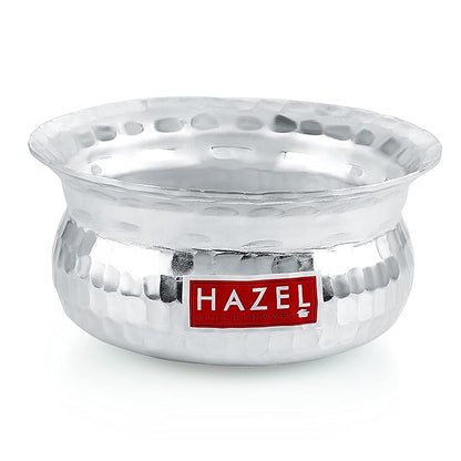 Hazel Aluminium Hammered Finish Handi with Lid Biryani Rice Cooking Pot Vessel 20 cm