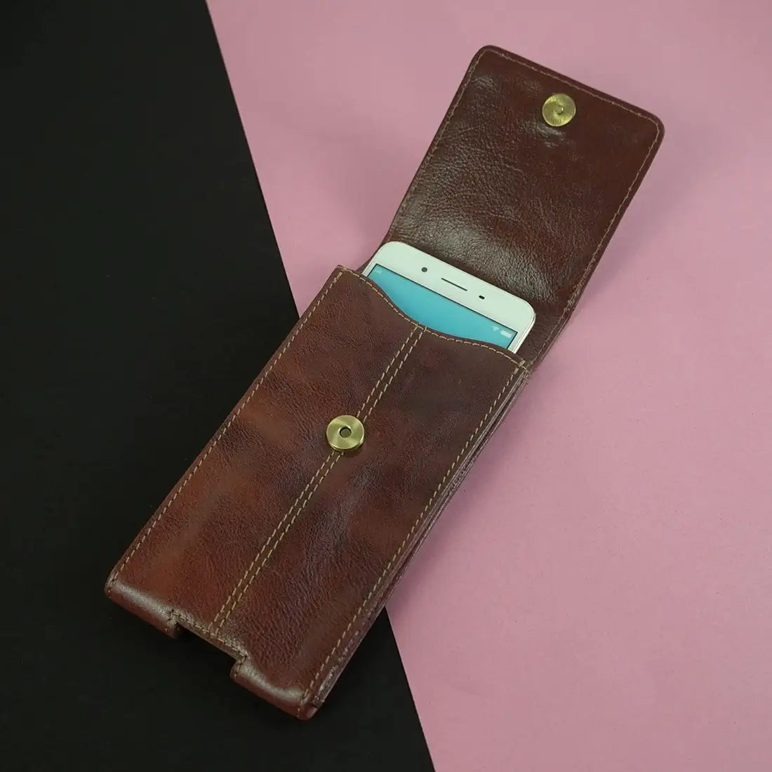 Goatter Unisex Leather All 6.5" Inch Backcase For Mobile Pouch For Backcase For Mobile, iPhone 14 Cherry Brown, Back Cover Case