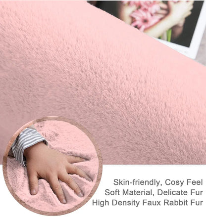Luxe Home International Rectangular Carpet Super Soft Anti Skid Rabbit Fur  Bathroom Mats Colour Peach