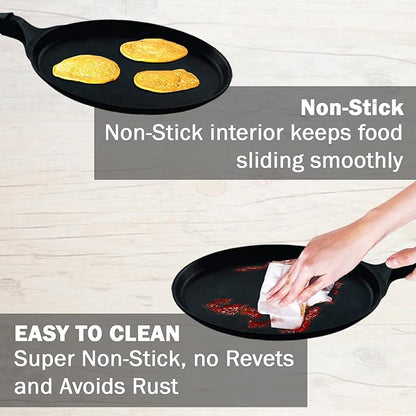 Pigeon by Stovekraft Wonder Cast Aluminium Flat Tawa (Black 27 cm)