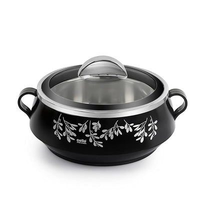 Cello Glitter Casserole With Inner Steel | Insulated Stainless Steel Inner Body Casserole Set for Meal | Set Of 3