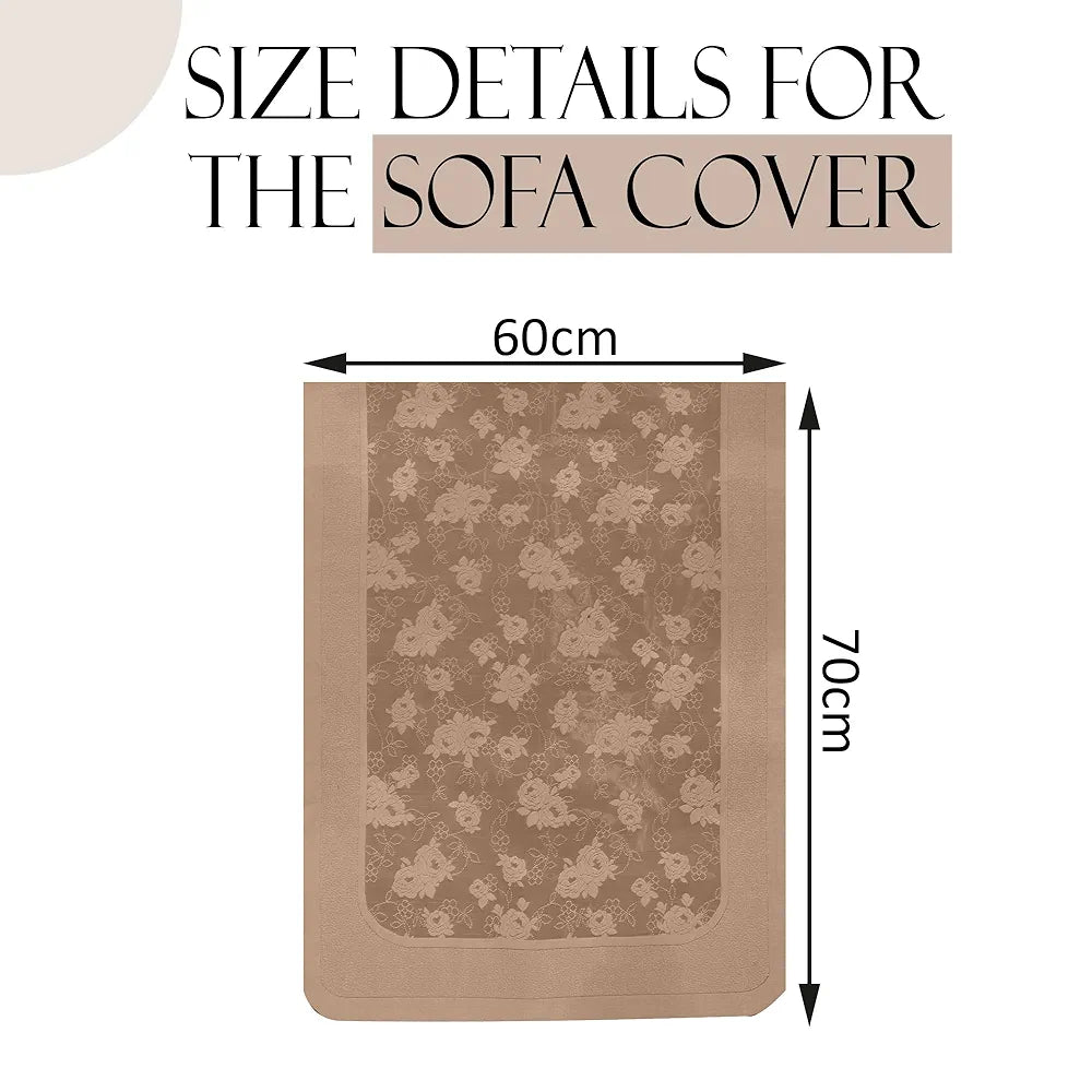 Kuber Industries Set of 4 Net Durable 2 Seater Sofa Covers for Living Room Self Net Hawaii Camel Brown