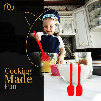 Frenchware Non-stick Premium Silicone Spatula | Large Spatula & Large Spoon | Red | for Cooking, Baking & Mixing, Seamless Design