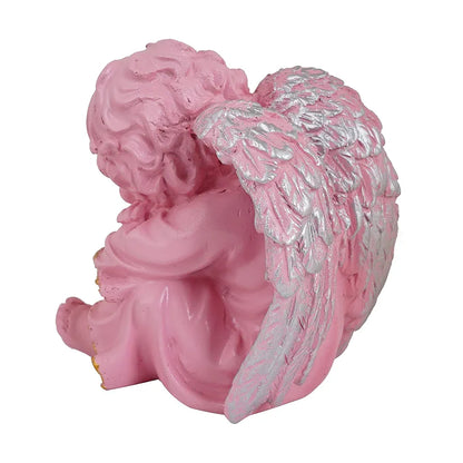 Zart Angel Girl Left Silver winged Showpiece for Home Decor Showpiece