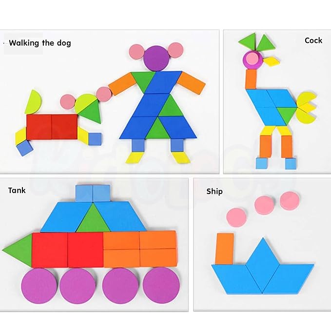 Kidology 34-Piece Wooden Shape Puzzle Toy Set for Toddlers Purple Colour