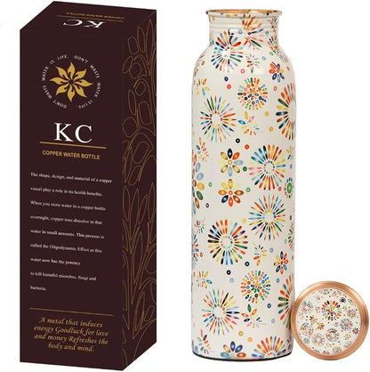 KC Pure Copper Designer Water Bottle | Leak Proof Protection | Ayurveda and Yoga Health Benefits 