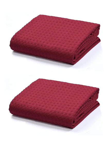 Saral Home Mehroon 100% Cotton Unique Waffle Design Throw/Sofacover Colour Maroon