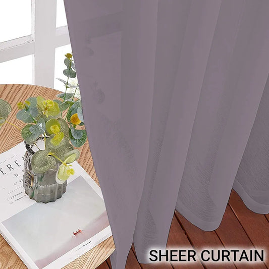 Cloth Fusion Cotton Feel Sheer Door Curtains 7 Feet Long Set of 2 Semi-Transparent Lavender
