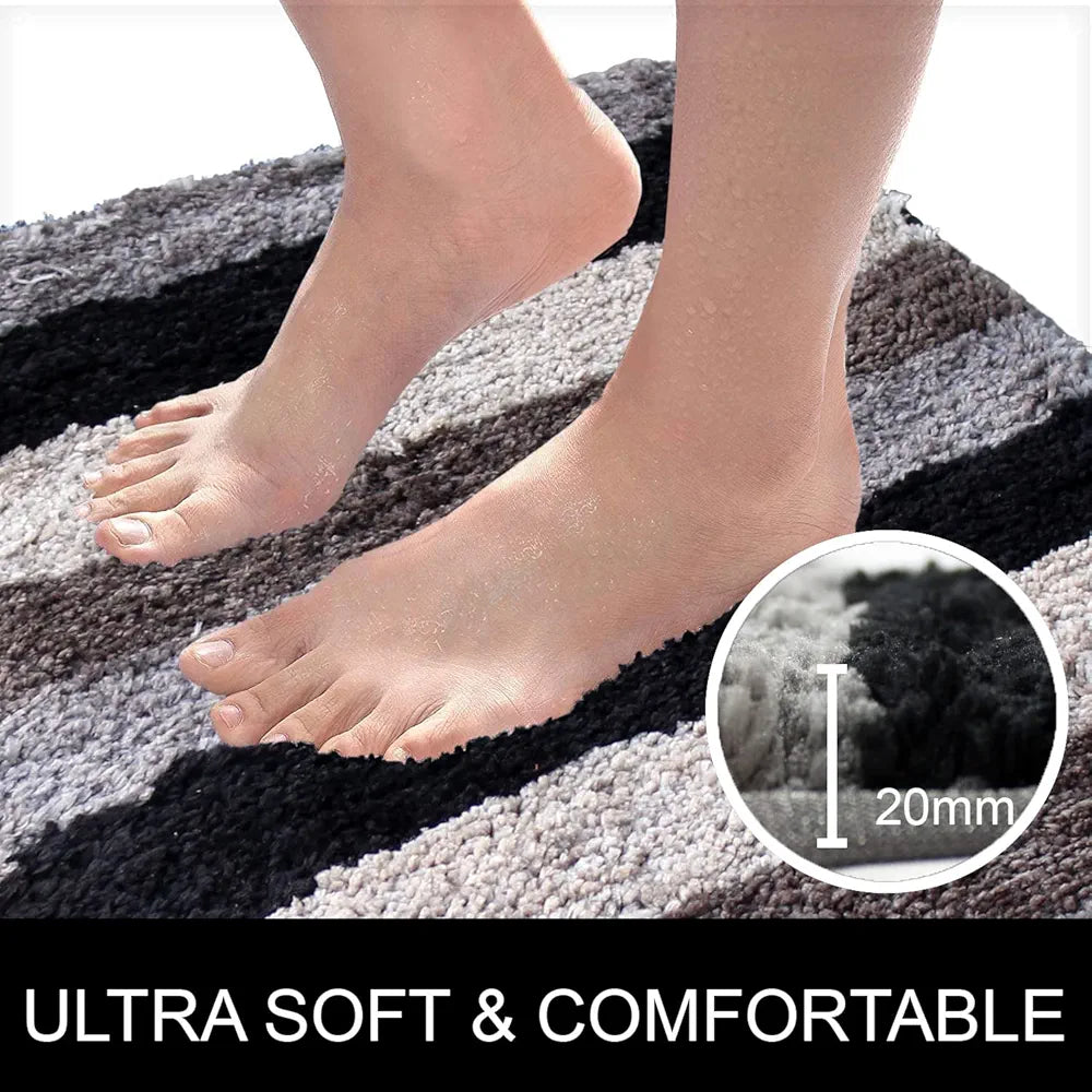 Luxe Home International Rectangular Bathmat 2500 Gsm Microfiber Anti Skid Slip Water Absorbent Machine Wash Colour Shadow 45Cm X 75Cm