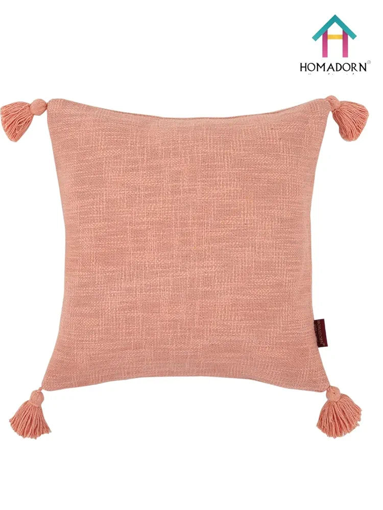 Homadorn Luxury Cotton Handmade Decorative Boho Throw Pillow Covers Peach