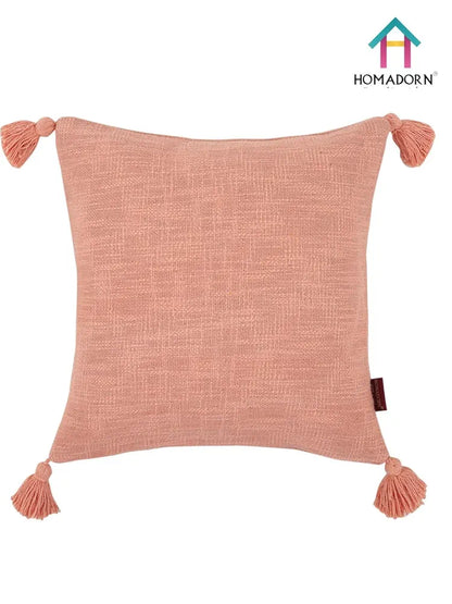 Homadorn Luxury Cotton Handmade Decorative Boho Throw Pillow Covers Peach