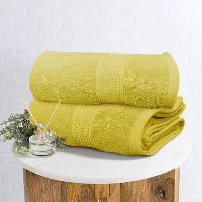 Luxe Home Cotton Bath Towel 450 GSM Quick Dry Large Size Bathroom Towels Colour Yellow