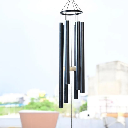 41-Inch Big Wind Chimes – Windchime for Balcony - 6-Pipe Black Design Wind Chime -031