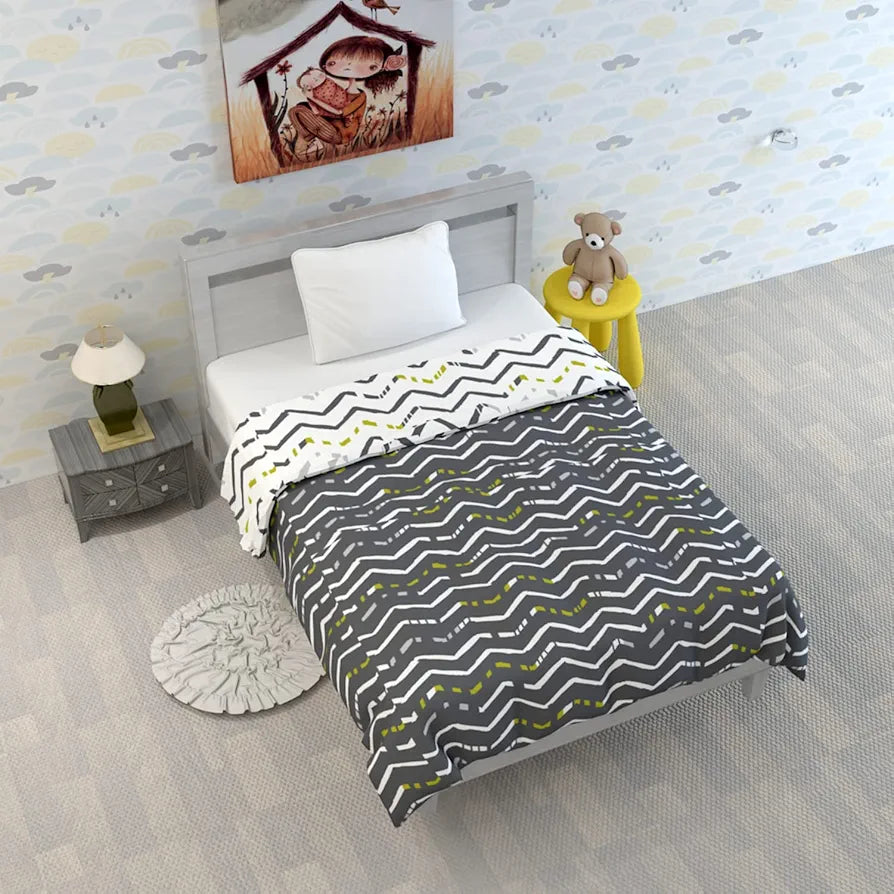 Divine Casa 120 GSM Microfiber Reversible Kids Single Bed Comforter Ultra-Soft Toddler Blanket Colour Slate