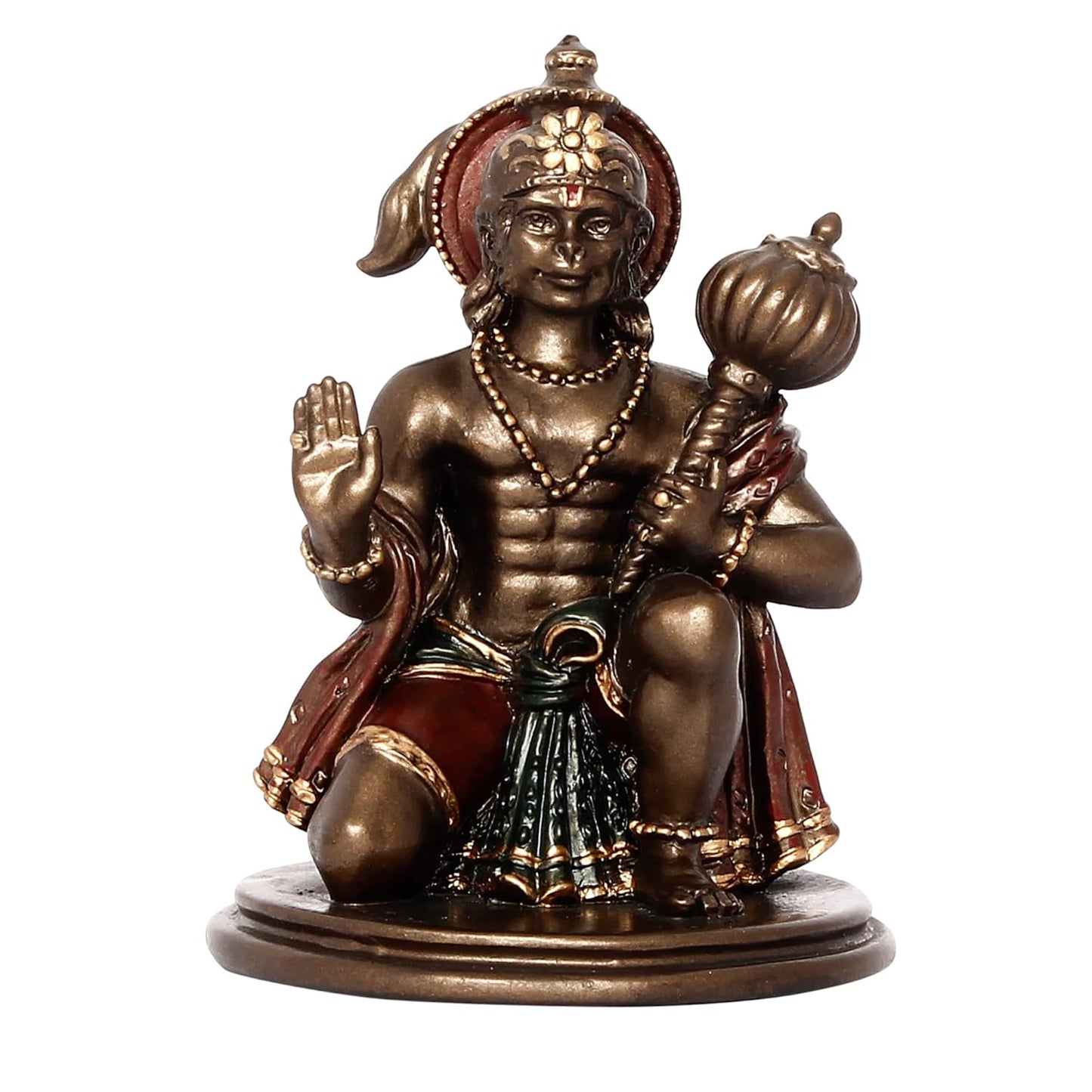 Ecraftindia Brown and Copper Resin Blessing Lord Hanuman Idol With Mace | Auspicious Religious God Idol