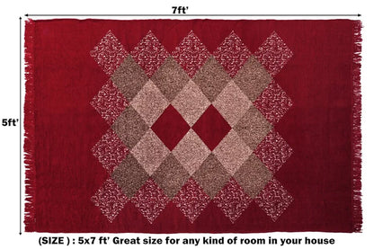 BSB Home Designer Superfine Chenille Carpet 500 GSM Velvet Carpet Area Rug Red
