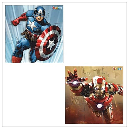 TodFod Wooden Jigsaw Puzzles Toy for Kids & Children Disney Barbie Girls 54 Pieces 6 in 1 & Marvel Avengers