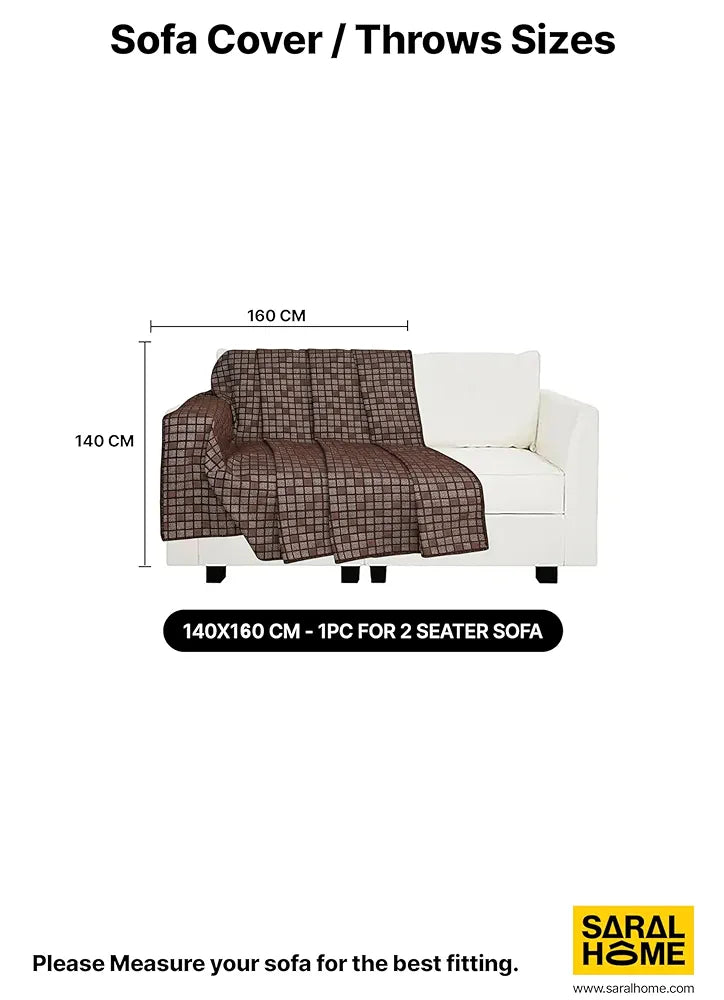 Saral Home Chenille 2 Seater Reversible Sofa Cover Throw Colour Beige
