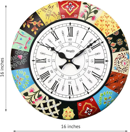 RoyalsCart Analog Wooden Wall Clock Clock Size - 16 x 16 inches [KTWC186D] Elegant Designer Painting