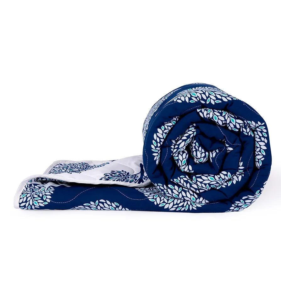 Divine Casa 120 GSM Super Soft Microfiber Geometric Winter Single Bed Size Comforter/Duvet/AC Blanket/Quilt Colour Blue TC - 120