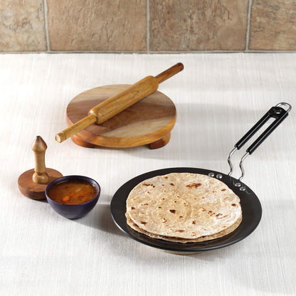 Vinod Black Pearl Hard Anodised Tawa - 26.5 cm | 5.25mm Thickness | Metal Spoon Friendly | Riveted Sturdy Handle | Long Lasting Roti, Paratha Tawa