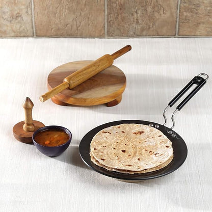 Vinod Black Pearl Plus Hard Anodised Roti | Paratha | Phulka Tawa | 25 Cm Diameter With Riveted Sturdy Handle | 5.25 mm Thickness | Black