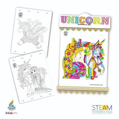 Ratna's Mandala Art Unicorn Colouring Kit | 20 Sheets With 12 Sketch Pens Inside | Creative Coloring Fun