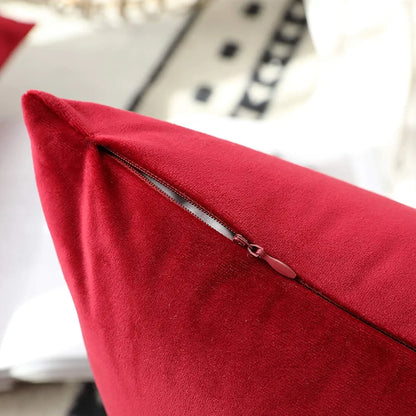 Aerohaven Premium Velvet Reversible Decorative Throw Pillow/Cushion Covers with Invisible Zipper (Maroon Colour Pack of 2)