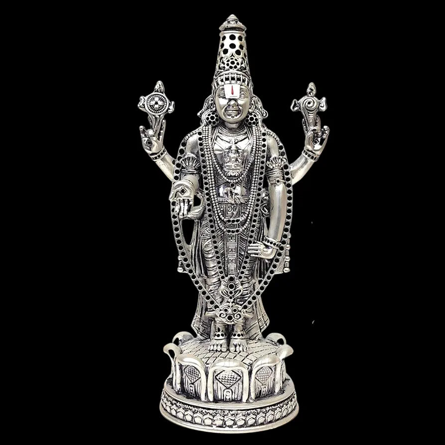 Gold Art India Lord Tirupati Balaji Silver Matte Idol