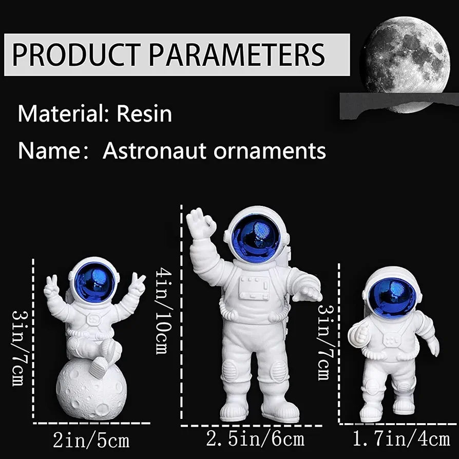 Street27 Polyvinyl Chloride 3Pcs Astronaut Action Figurine Home Decor
