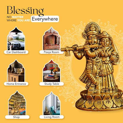 Ekhasa Pure Brass Radha Krishna Murti Radha Krishna Small