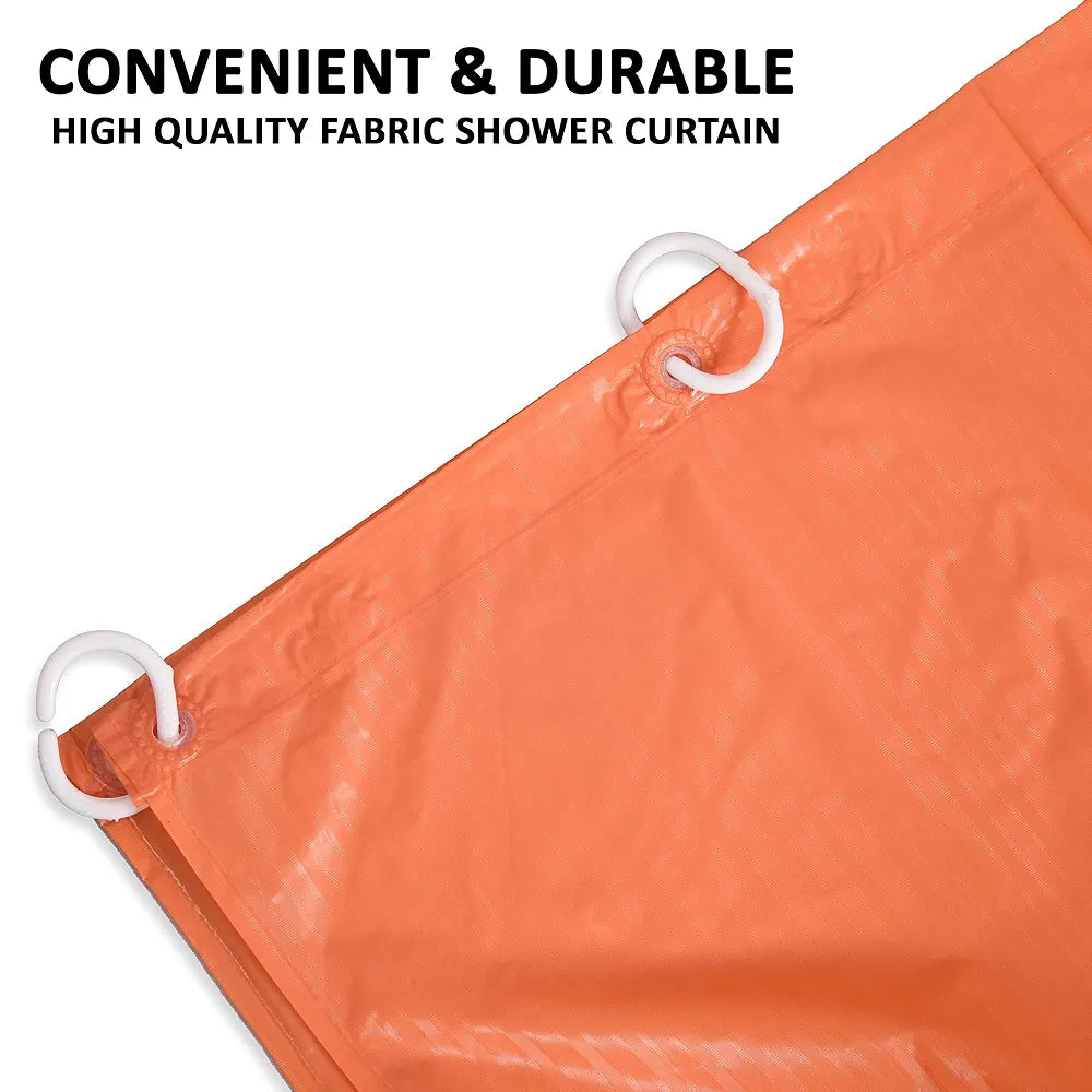 Kuber Industries Shower Curtain Bathroom Shower Curtain 8 Rings Curtain Lining Orange