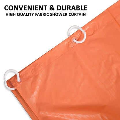 Kuber Industries Shower Curtain Bathroom Shower Curtain 8 Rings Curtain Lining Orange
