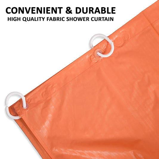 Kuber Industries Shower Curtain Bathroom Shower Curtain 8 Rings Curtain Lining Orange