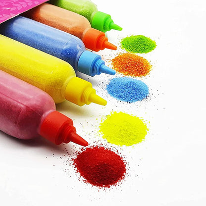 Ascension 10 Rangoli Powder Colors Bottles 4 Stencils and 2 Fillers Design Creativity Diwali Floor Rangoli Art Colours