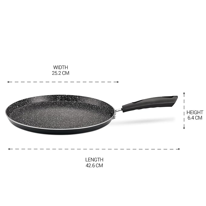 Milton Pro Cook Granito Induction Omni Tawa, 26 Cm, Black - 609 gms