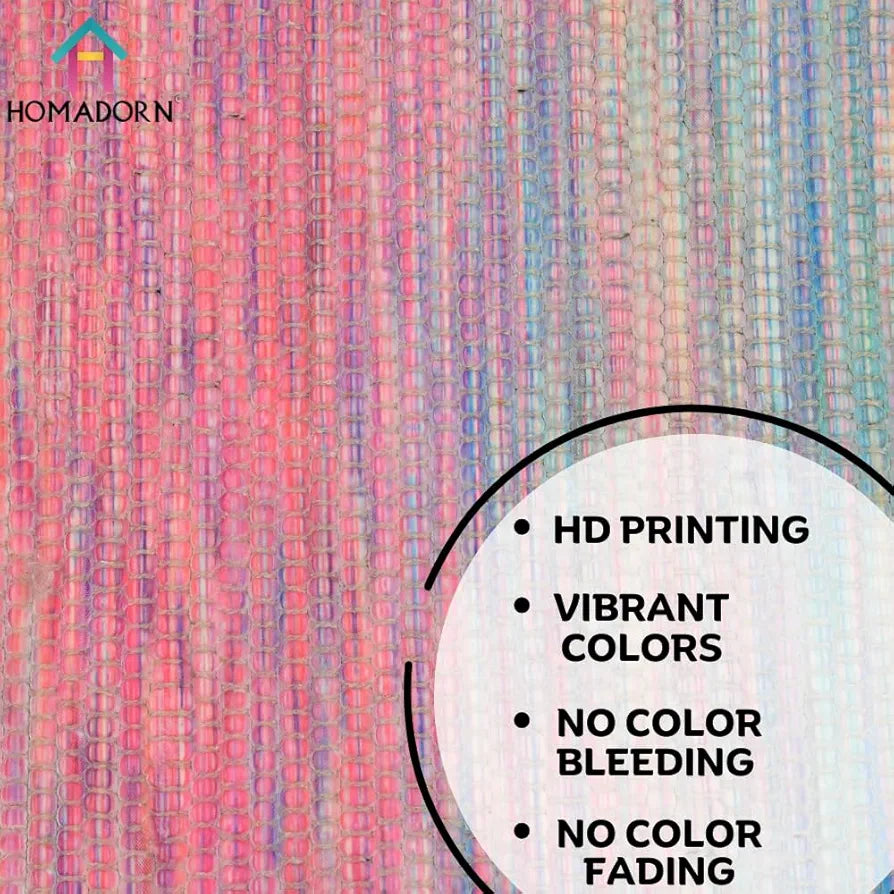 HomadornHandmade Sustainable Printed Modern Dhurrie/Rugs/Carpet Colour Multicolor 019