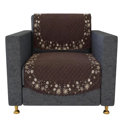 Kuber Industries Sofa Cover 5 Seater Set Digital Painting Quilted Sofa Set for Hall Brown