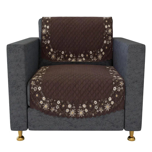 Kuber Industries Sofa Cover 5 Seater Set Digital Painting Quilted Sofa Set for Hall Brown