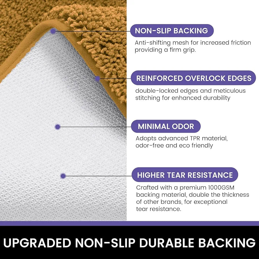 Luxe Home International Bathmat Super Soft Anti SkidWater Absorbent Floor Mats Colour Gold
