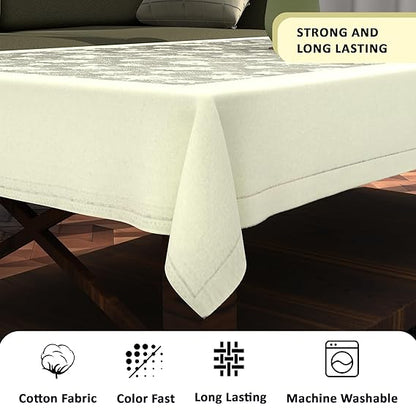 Kuber Industries 40x60 Inches Net Durable & Washable 4 Seater Dining Table Cover for Light Cream
