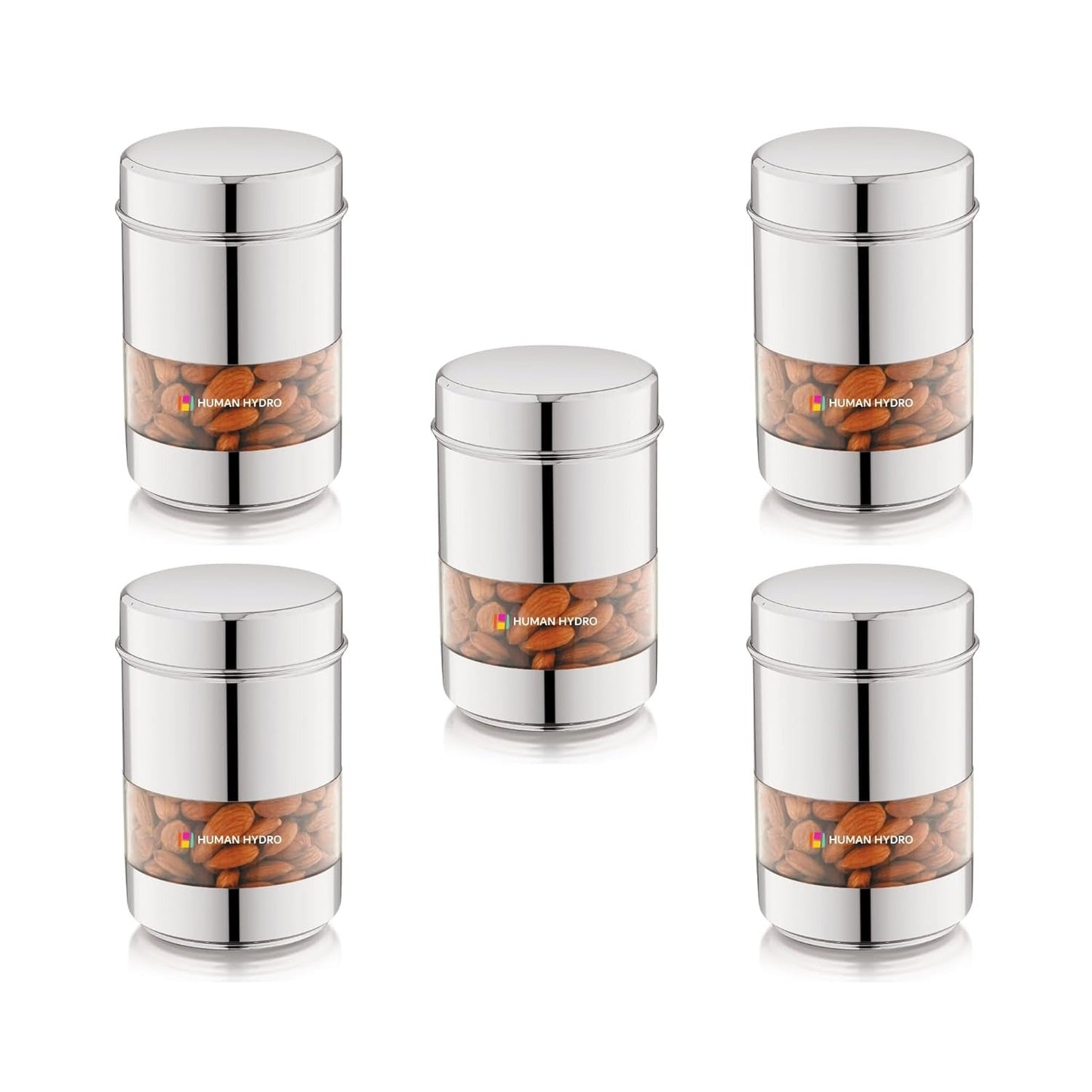 Human Hydro Stainless Steel Storage Containers Set of 5 (500ml Each)