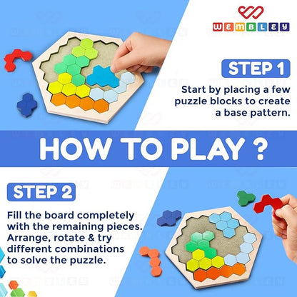 Wembley Wooden Hexagon Board Toys Puzzle Game for Kids and Adult