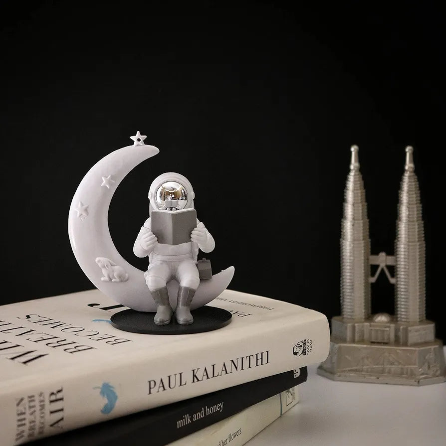 Street27 Astronaut Sitting on Moon Figurine Showpiece for Home Décor Idols
